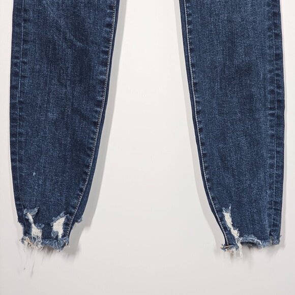 Good American Good Legs Skinny Jeans Dark Wash Distressed Chewed Hem Size 00/24 - Picture 8 of 15